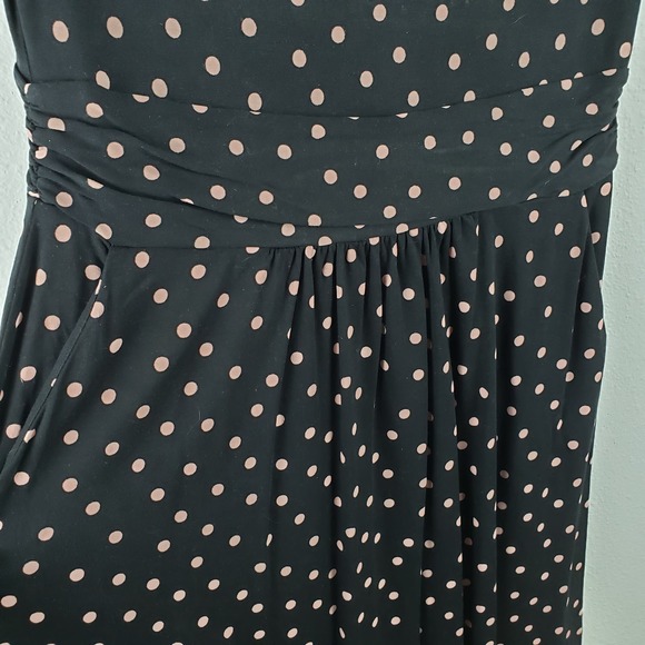 Boden Women's 4 Petite Amelie Jersey Dress Black With Pink Polka Dot Cap Sleeve - Picture 3 of 10